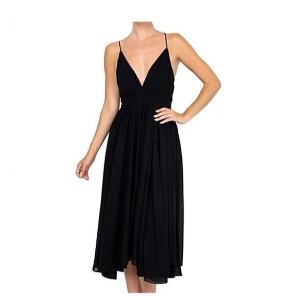 Meghan Los Angeles Enchanted Garden Midi‎ Dress Black L - Picture 1 of 5